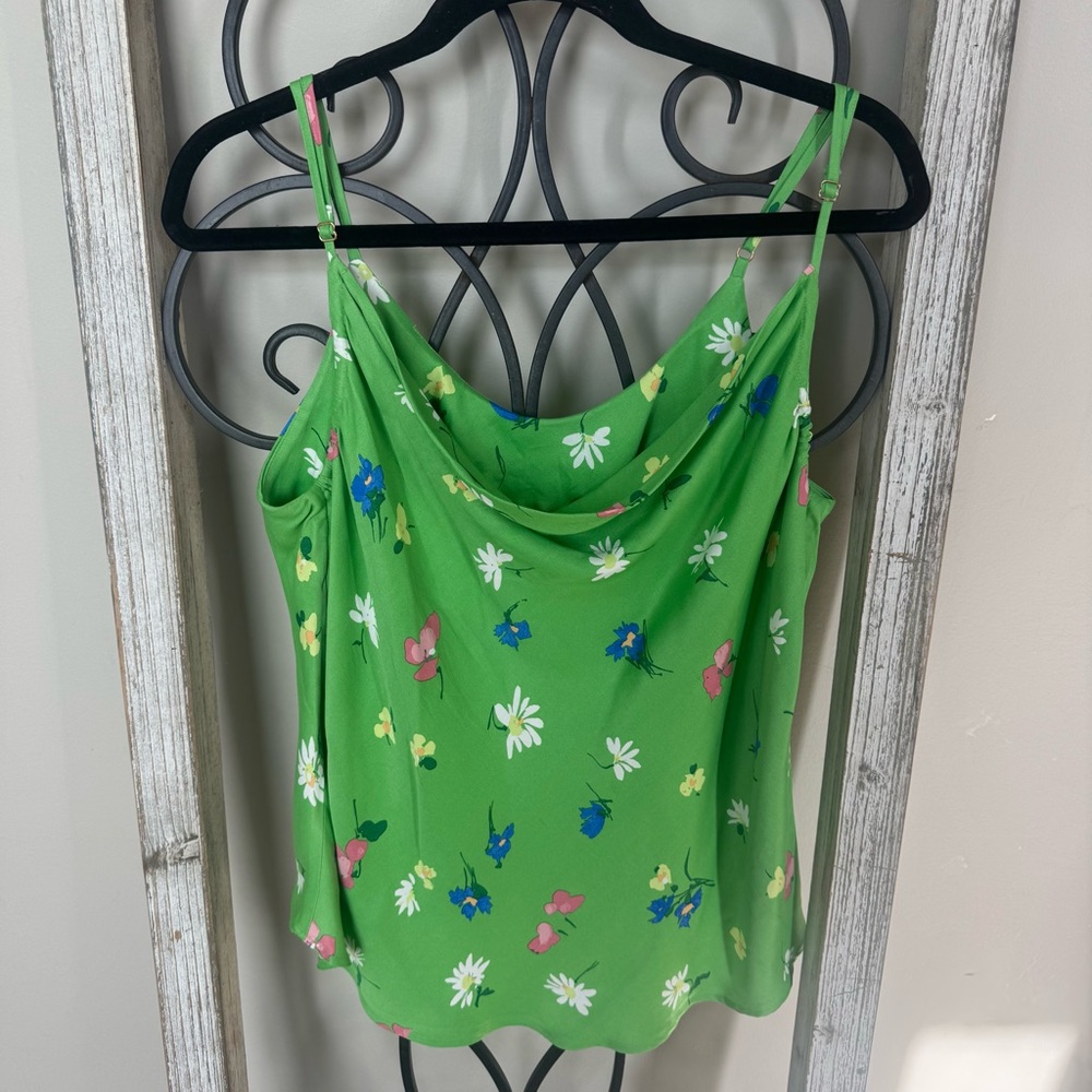 Nobody’s Child‎ Floral Green Cowl Neck Cami Top Size 14